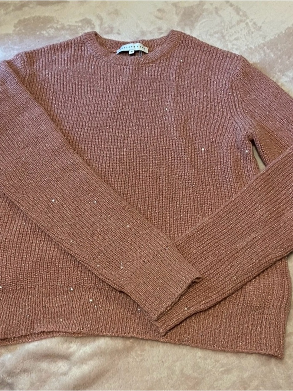 Endless Rose Metallic Fleck Crewneck Sweater - Dusty Rose